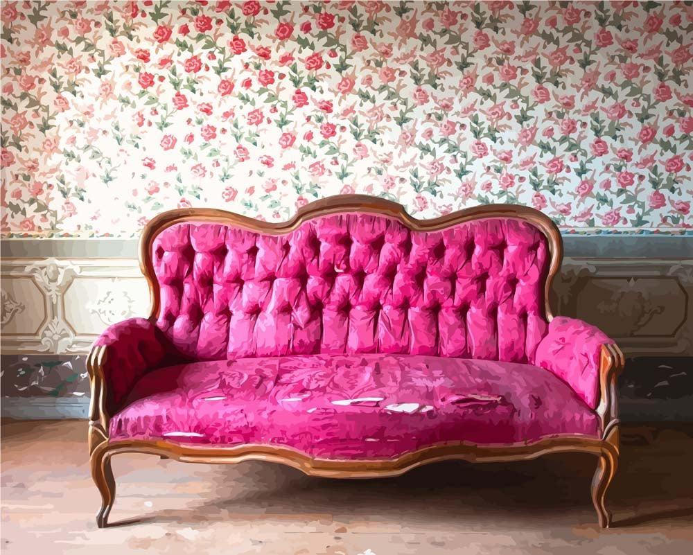 Malen nach Zahlen   Pinkes Sofa