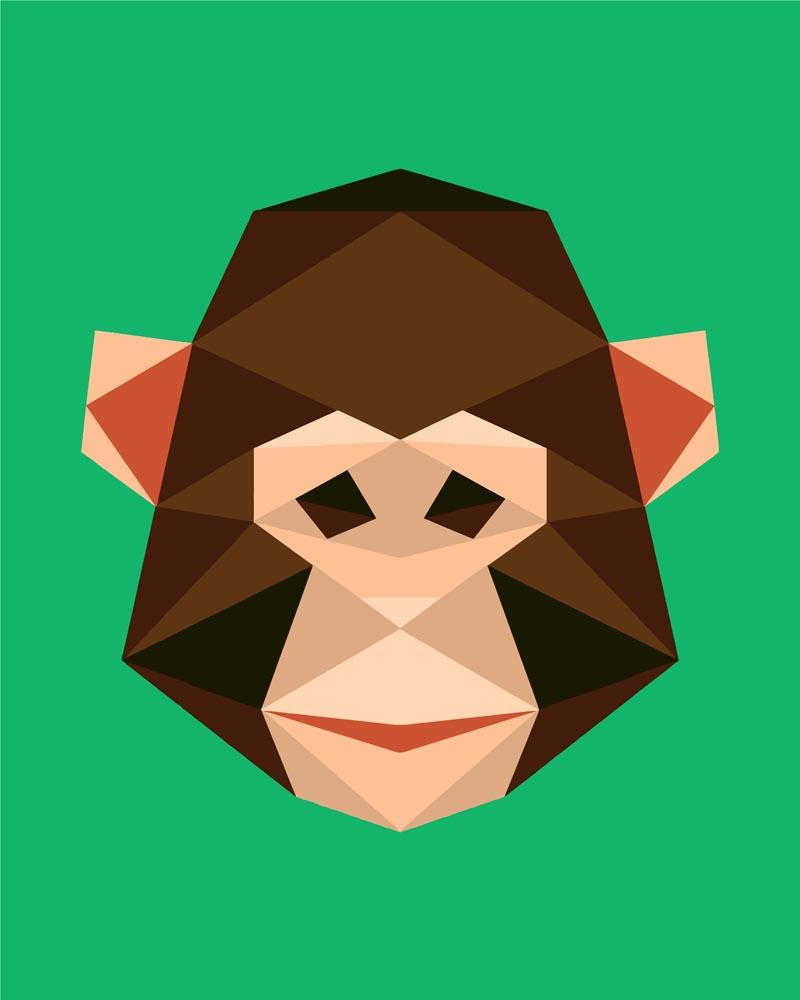 Malen nach Zahlen   Polygon Affe