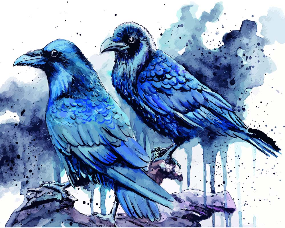 Malen nach Zahlen   Raben blau   by Tiny Tami