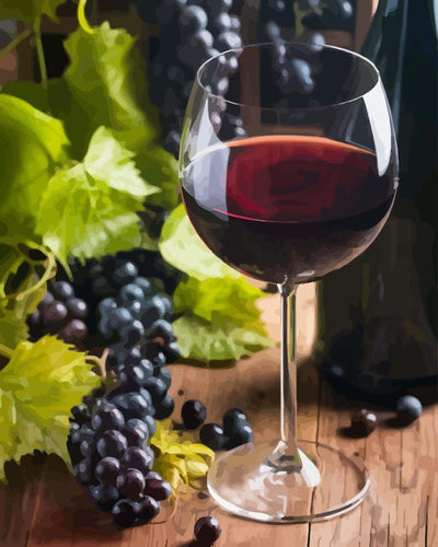 Malen nach Zahlen - Rotwein und Trauben