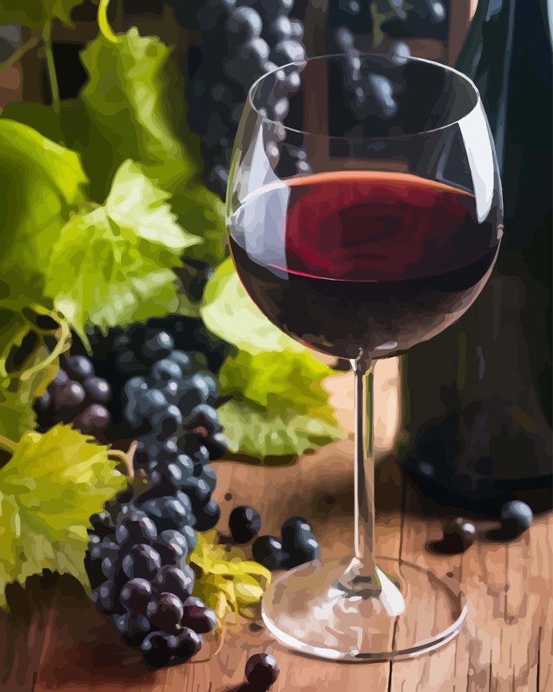 Malen nach Zahlen   Rotwein und Trauben
