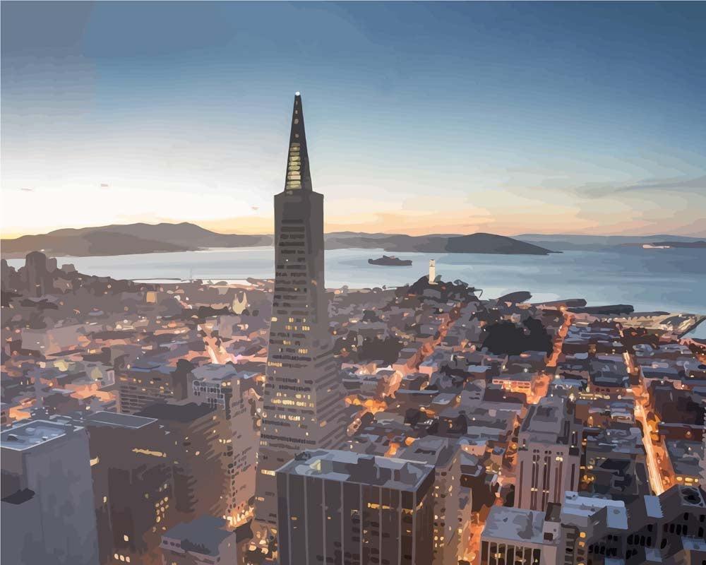 Malen nach Zahlen   San Francisco bei Dämmerung