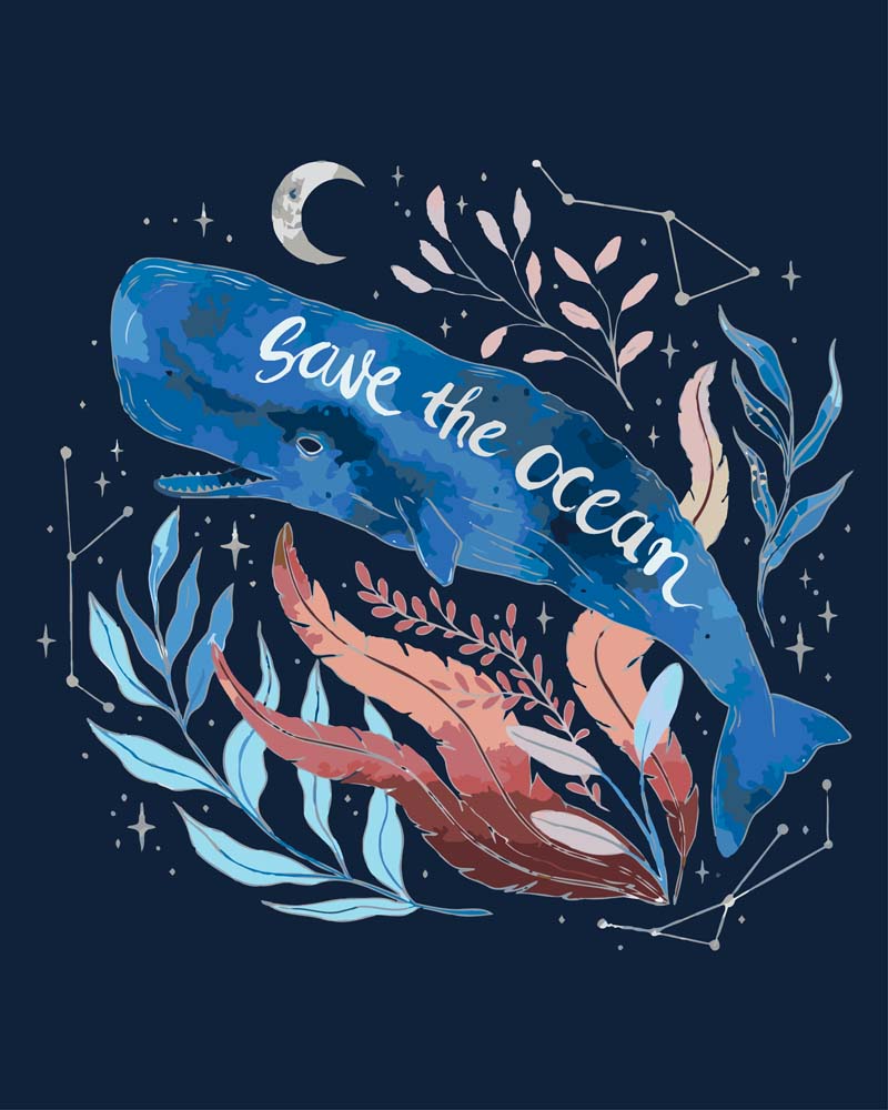 Malen nach Zahlen   Save the ocean   by Pixie Cold