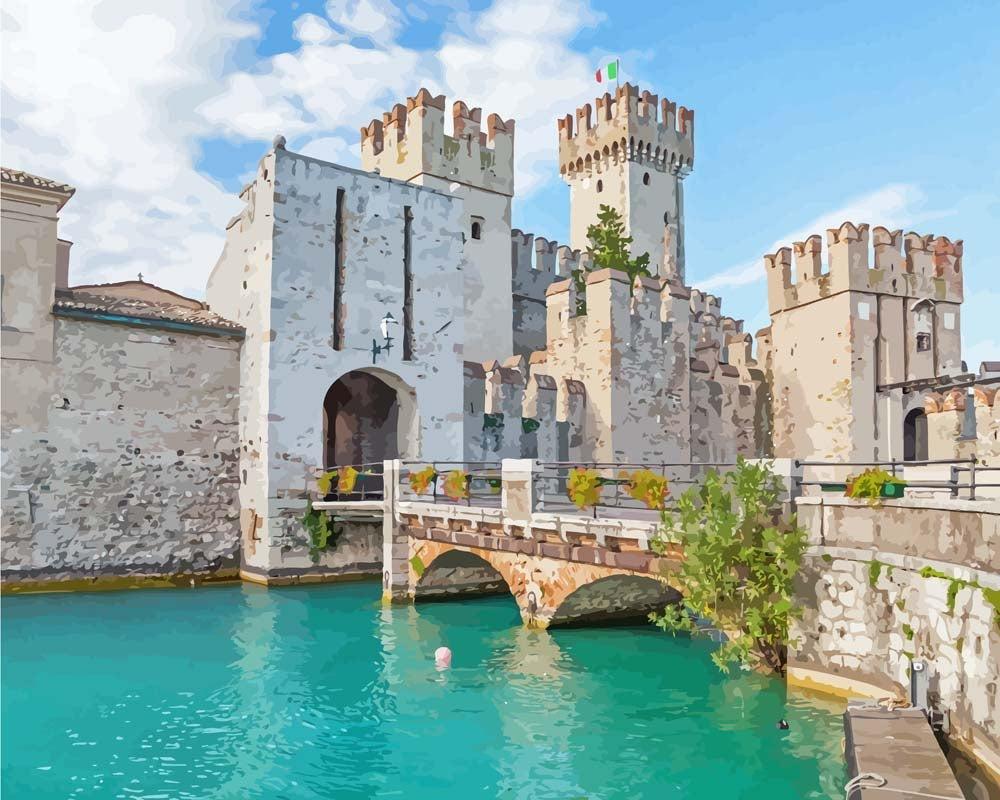 Malen nach Zahlen   Schloss in Italien   Sirmione