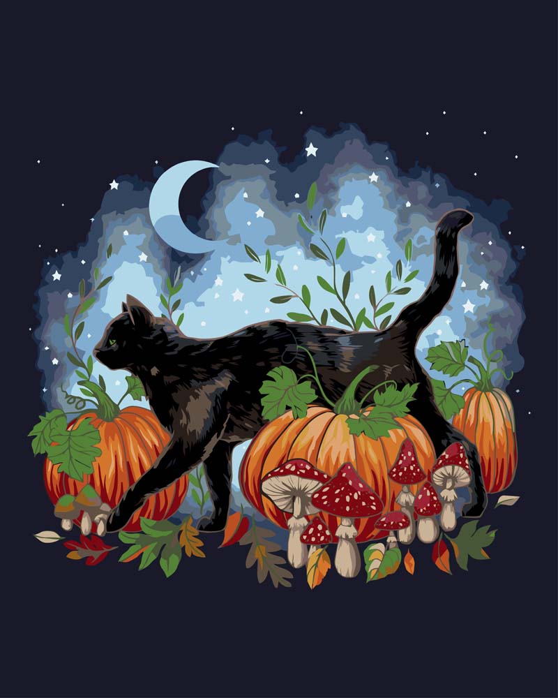 Malen nach Zahlen   Schwarze Katze   by Pixie Cold