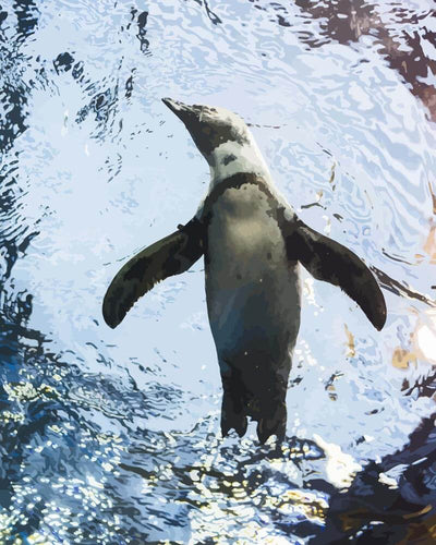 Malen nach Zahlen - Schwimmender Pinguin