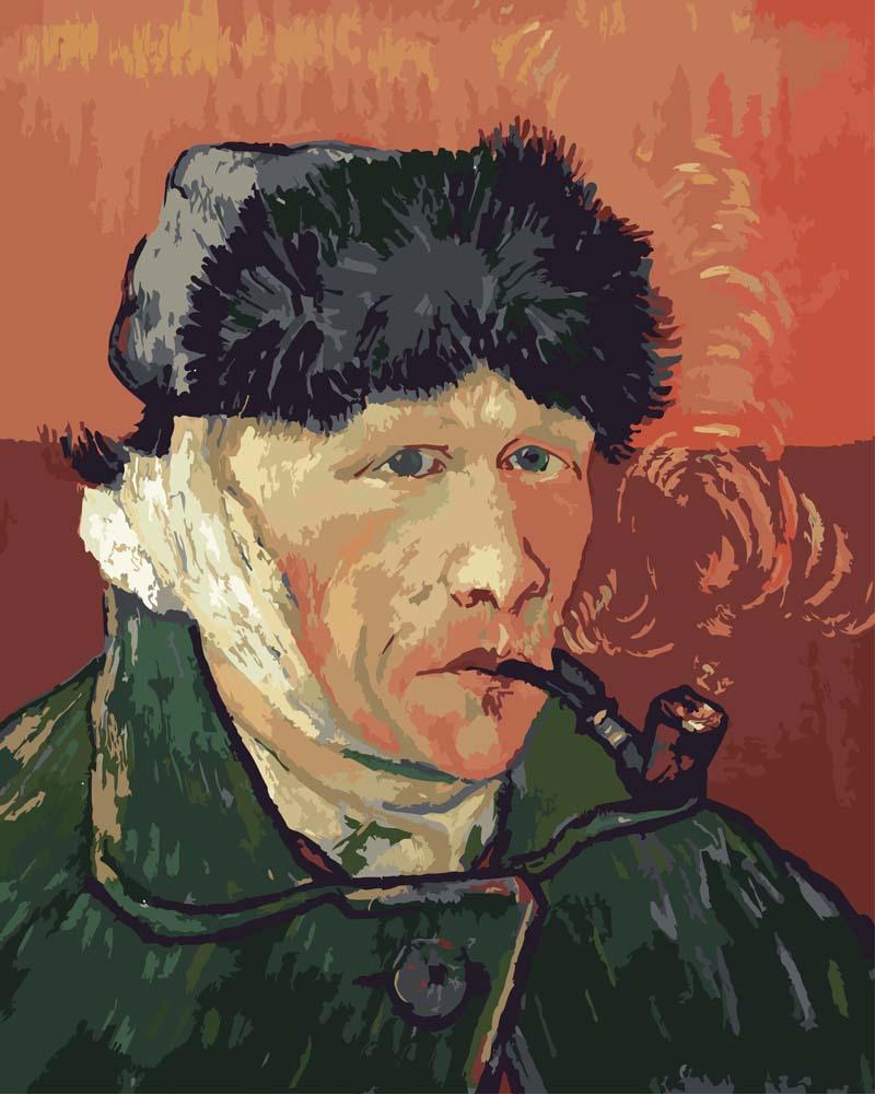 Malen nach Zahlen   Selbstbildnis mit verbundenem Ohr und Pfeife   Vincent van Gogh