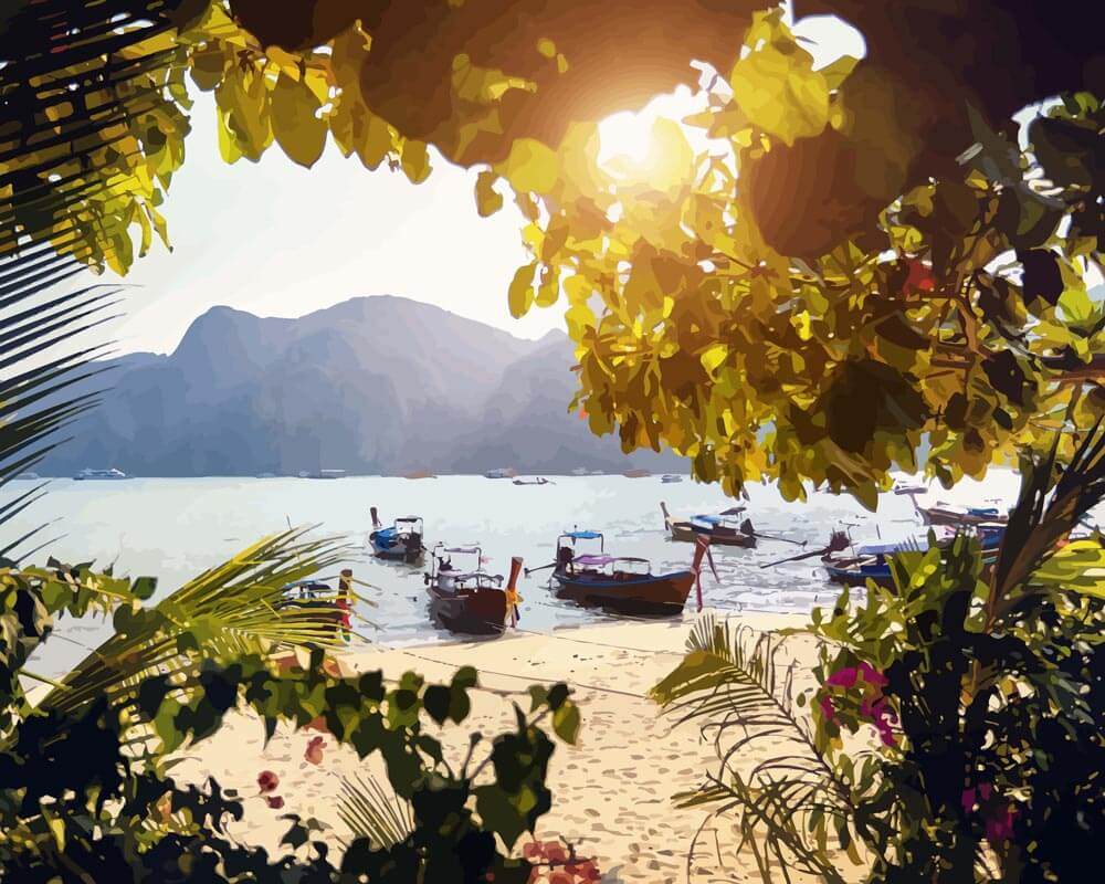 Malen nach Zahlen   Sonnenuntergang auf Koh Phi Phi