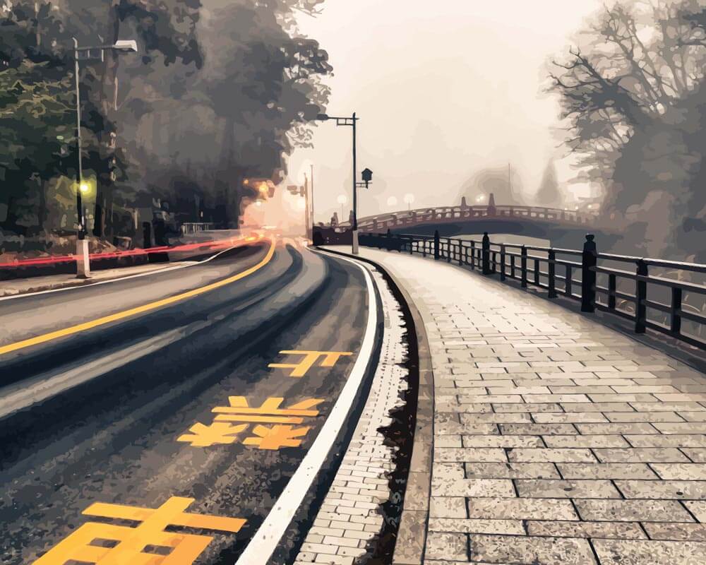 Malen nach Zahlen   Straße in Japan