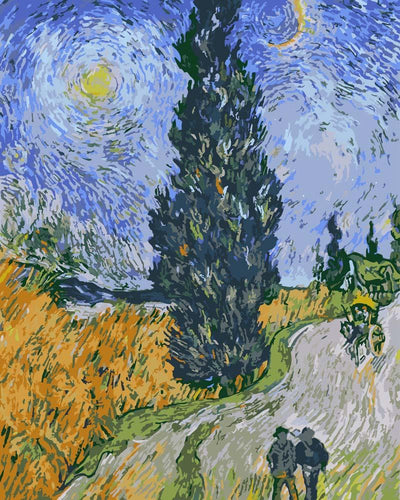 Malen nach Zahlen - Straße mit Zypresse und Stern - Vincent van Gogh