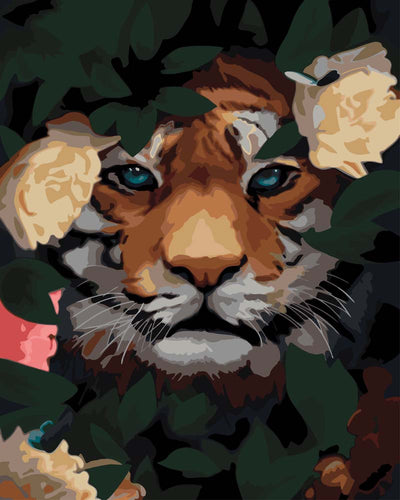 Malen nach Zahlen - Tiger in den Blumen