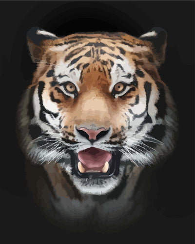 Malen nach Zahlen - Tigergesicht schwarzer Hintergrund