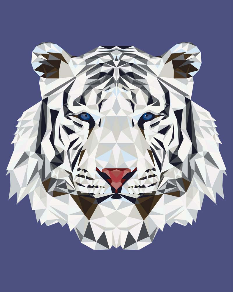 Malen nach Zahlen   Weißer Tiger Polygon