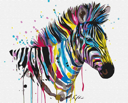 Malen nach Zahlen - Zebra Bunt - by Pixie Cold