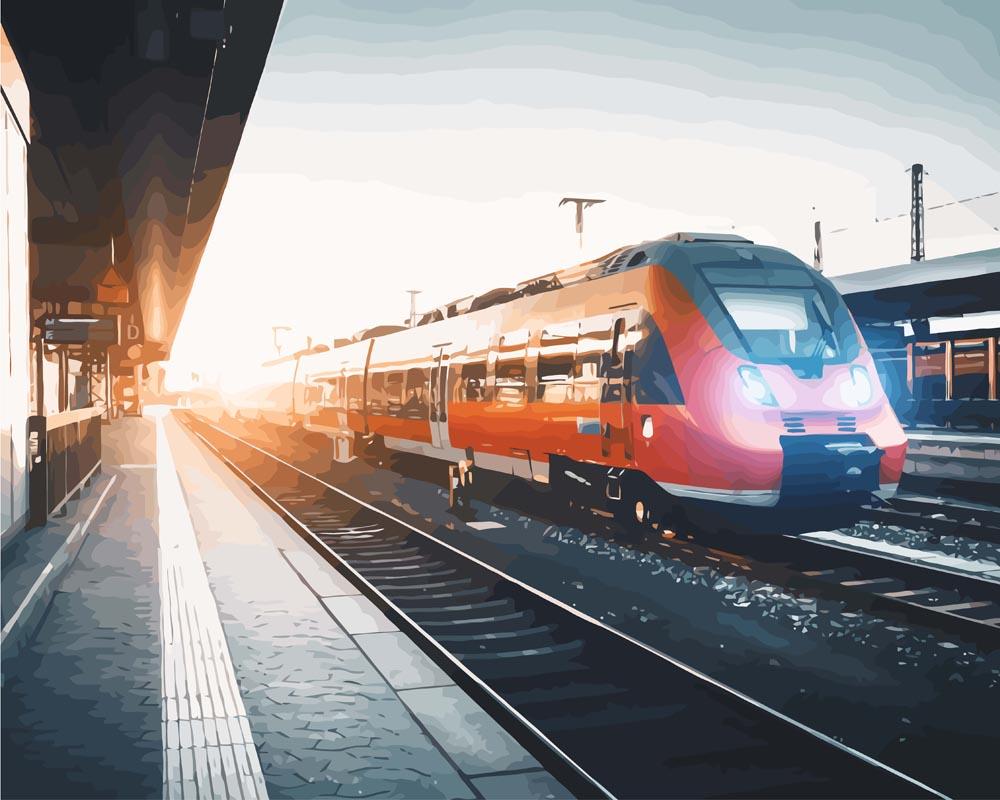 Malen nach Zahlen   Zug am Bahnhof in Europa