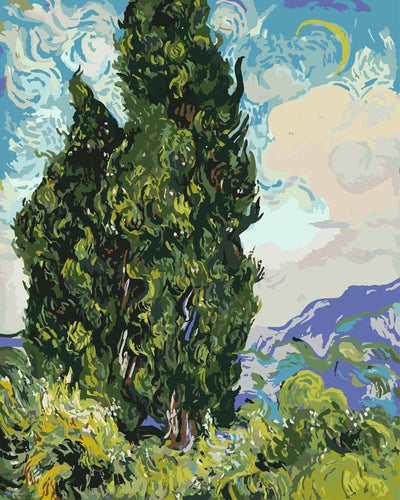 Malen nach Zahlen - Zypressen - Vincent van Gogh