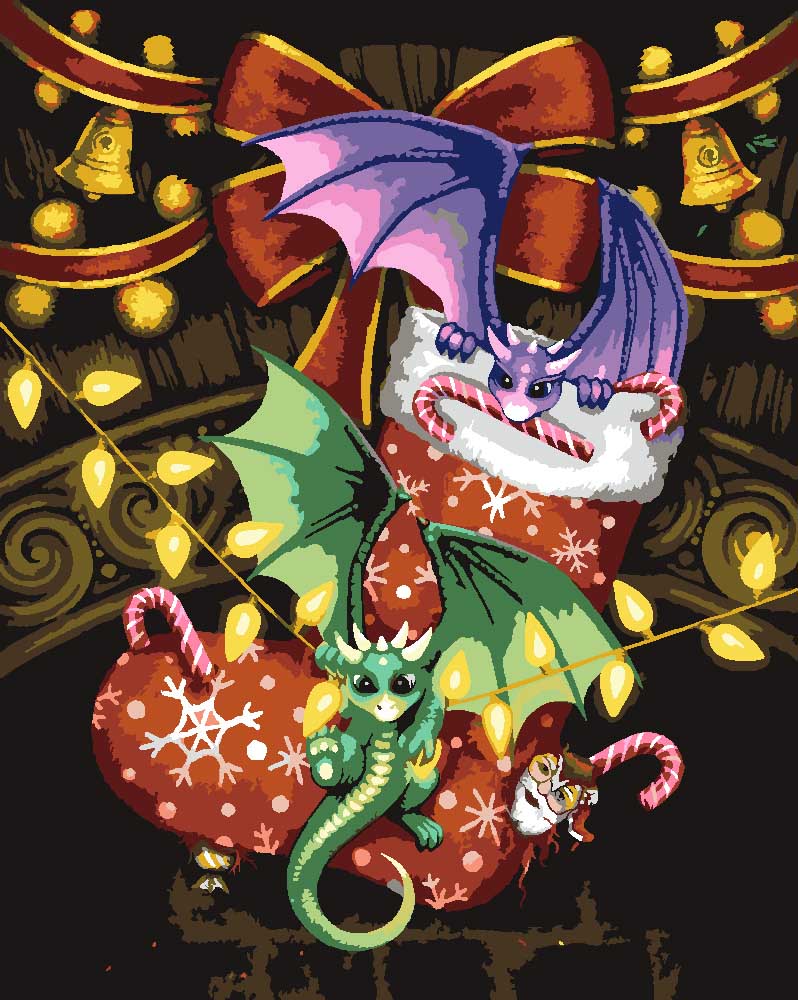 Malen nach Zahlen   Christmas Dragons   by Sarah Richter