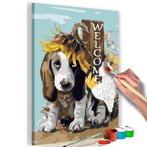 malen-nach-zahlen-dog-and-sunflowers