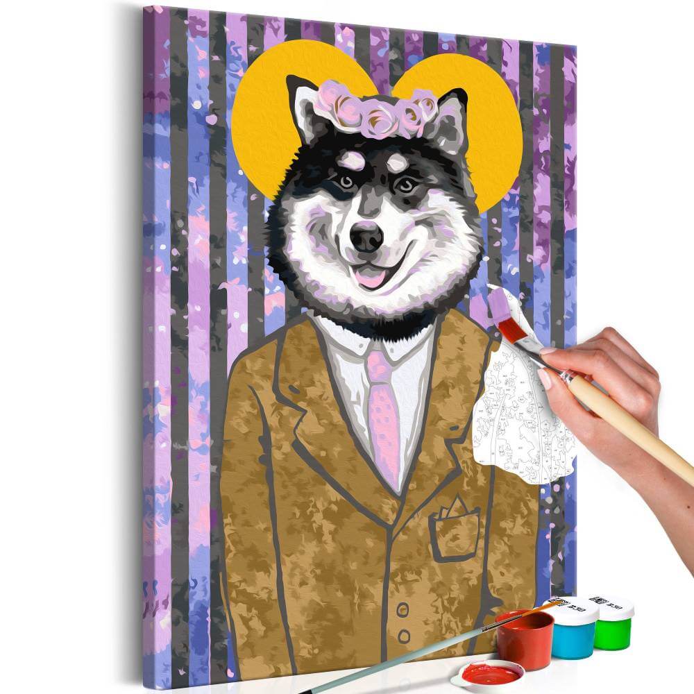 malen nach zahlen dog in suit