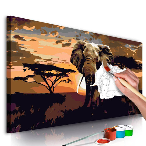 Malen nach Zahlen - Elefant in Afrika (Brauntöne)