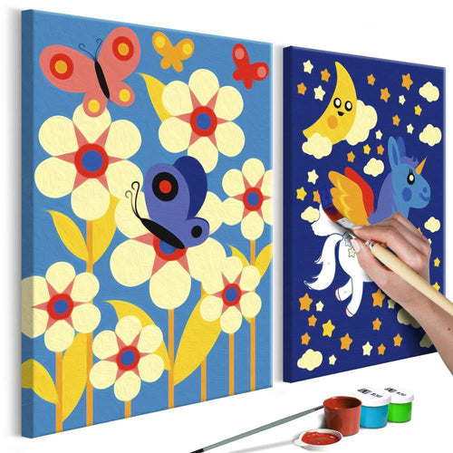 Malen nach Zahlen Kinder - Schmetterling & Einhorn