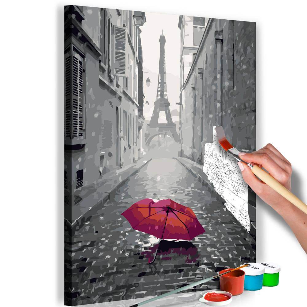 Malen nach Zahlen   Paris (Roter Regenschirm)