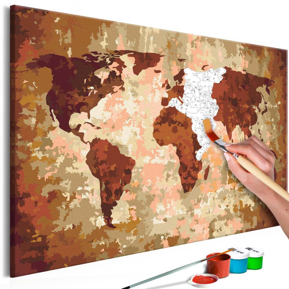 Malen nach Zahlen   Weltkarte (Erdfarben)