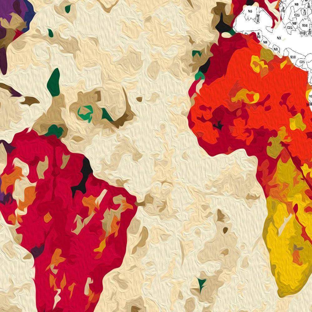 Malen nach Zahlen   Weltkarte (Farbflecken)