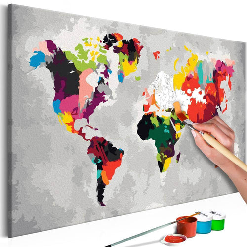 Malen nach Zahlen - Weltkarte (Helle Farben)